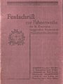 Titelbild der Festschrift 1929